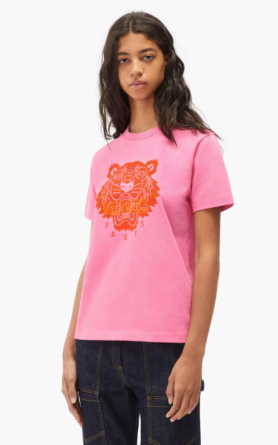 Kenzo Loose Tiger T Shirt Pink For Womens 4327JNVZU